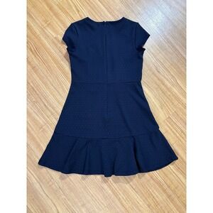 GAP Fit Flare Dress Polka Dot Short Sleeve Women Size 10 Navy Blue